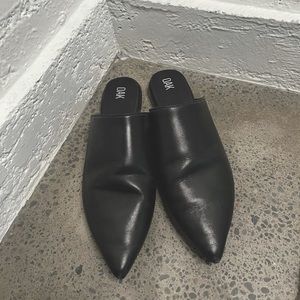 OAK NYC black leather mules